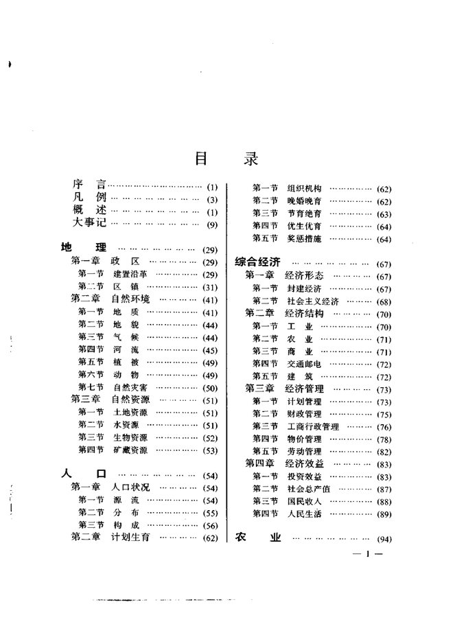 元阳县志 目录页影印