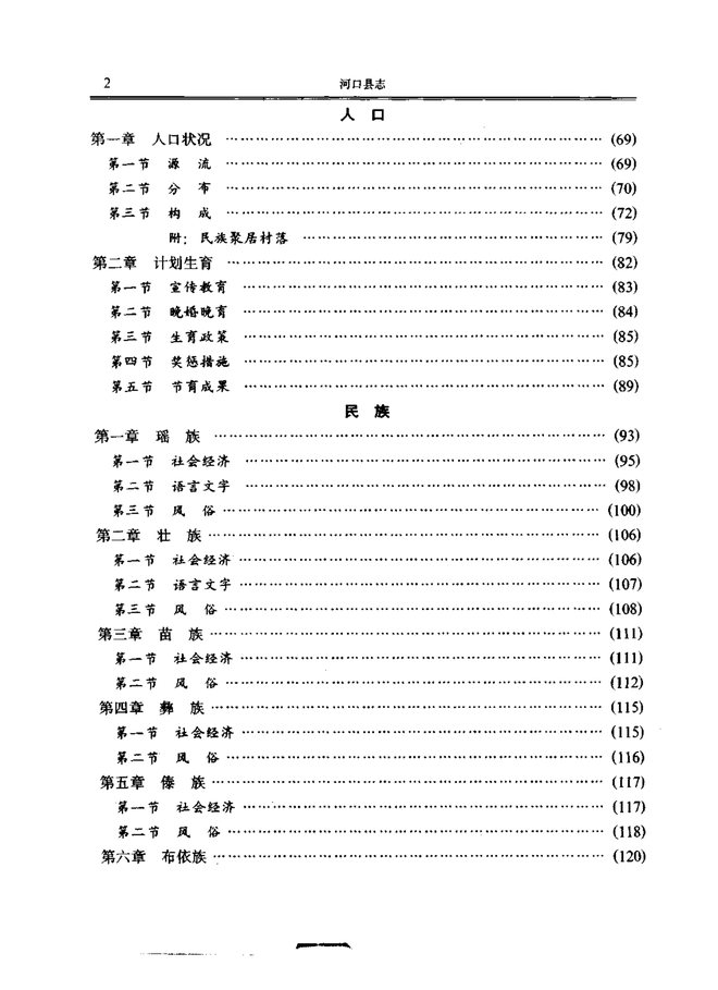 河口瑶族自治县志 目录页影印