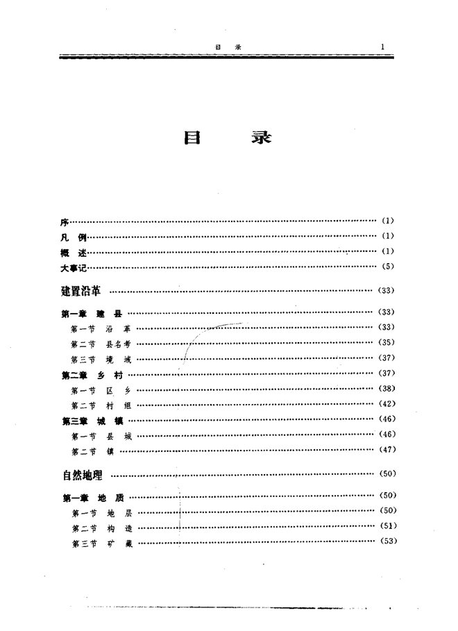中江县志 目录页影印