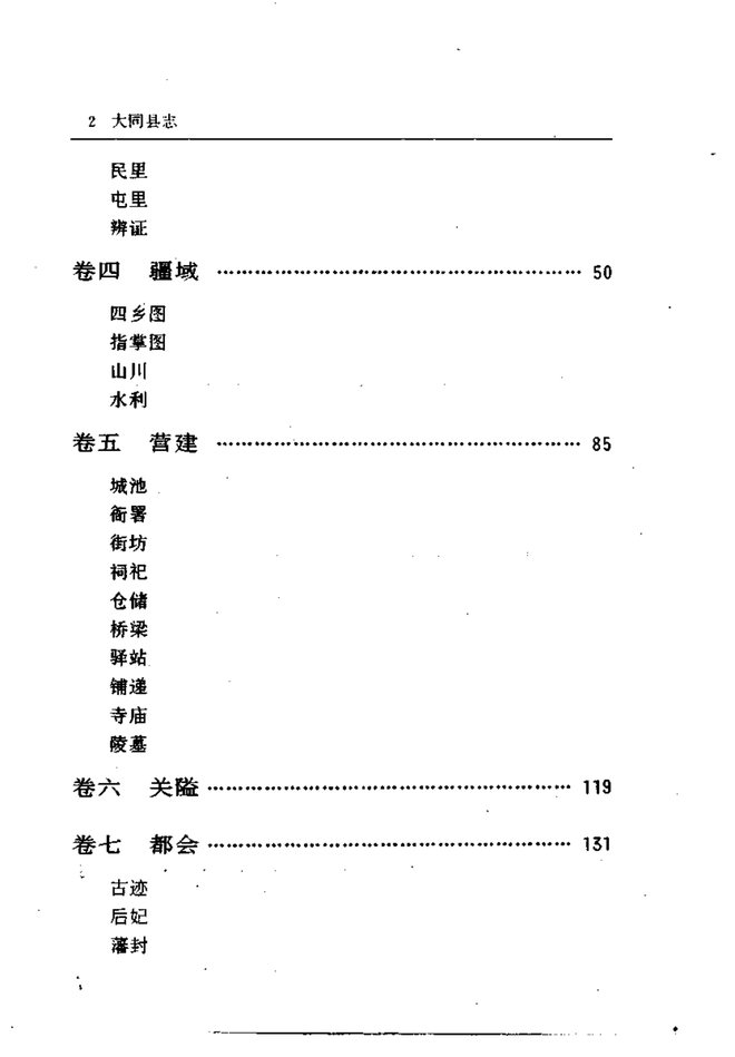 大同县志 目录页影印