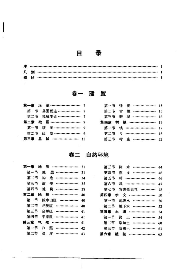 孝义县志 目录页影印