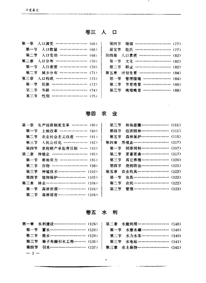 平定县志 目录页影印