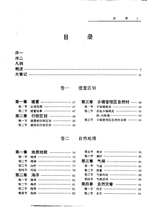 万宁县志 目录页影印