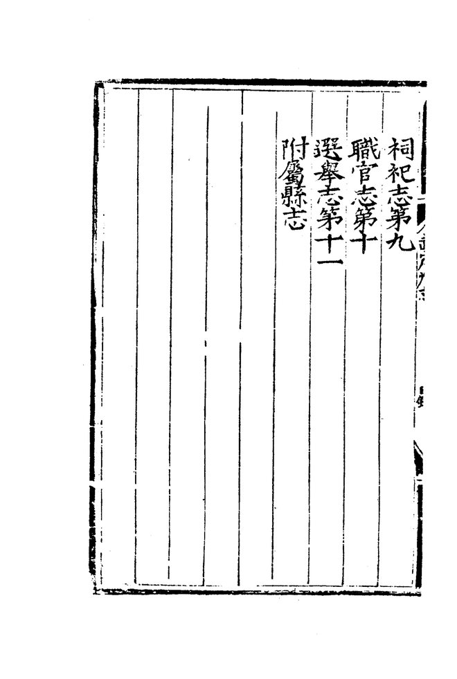 嘉靖武定州志 目录页影印