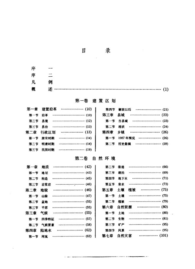 长兴县志 目录页影印
