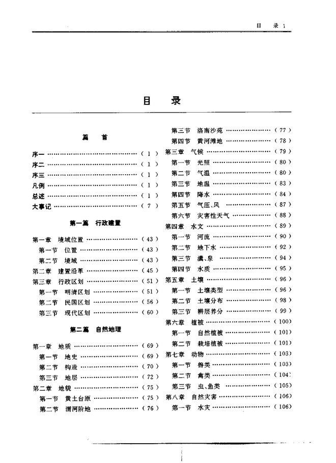 大荔县志 目录页影印
