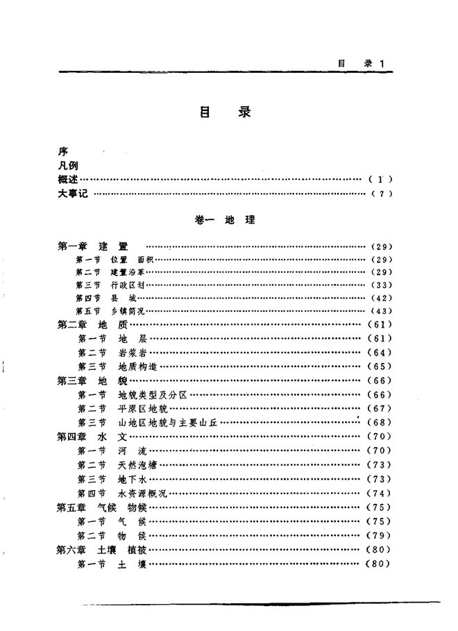 怀德县志 目录页影印