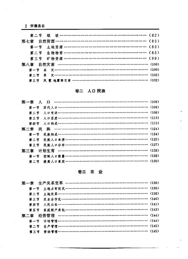 怀德县志 目录页影印